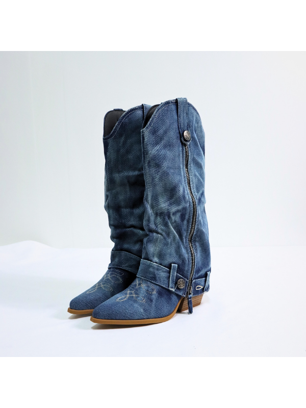 Botas altas de moda en denim con...