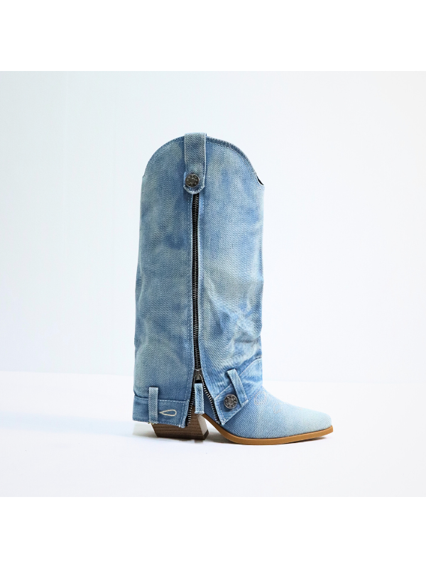 Botas altas de moda en denim con...