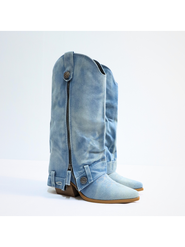Botas altas de moda en denim con...