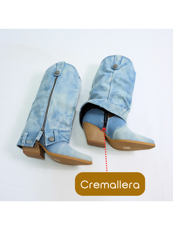Botas altas de moda en denim con...