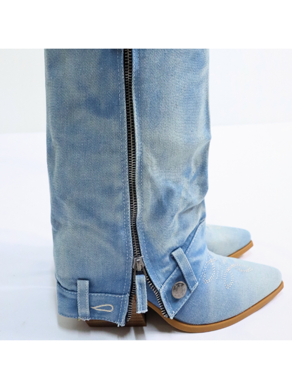 Botas altas de moda en denim con...