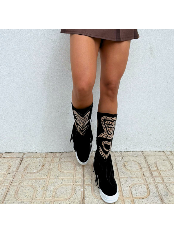 Botas alta con flecos - mujer