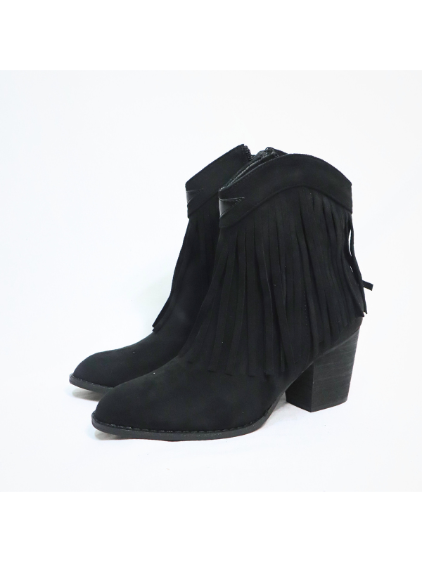 Botines cowboy con tacón y fleco