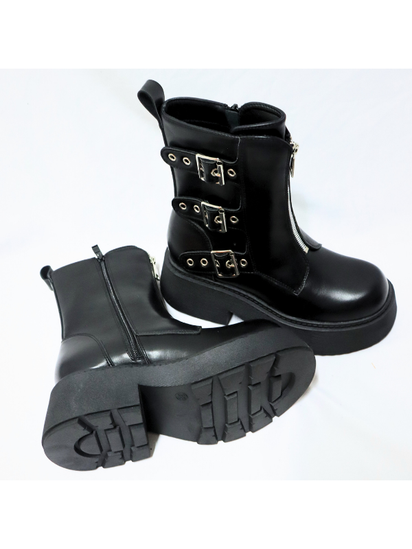 Botín gruesa con cremallera - mujer