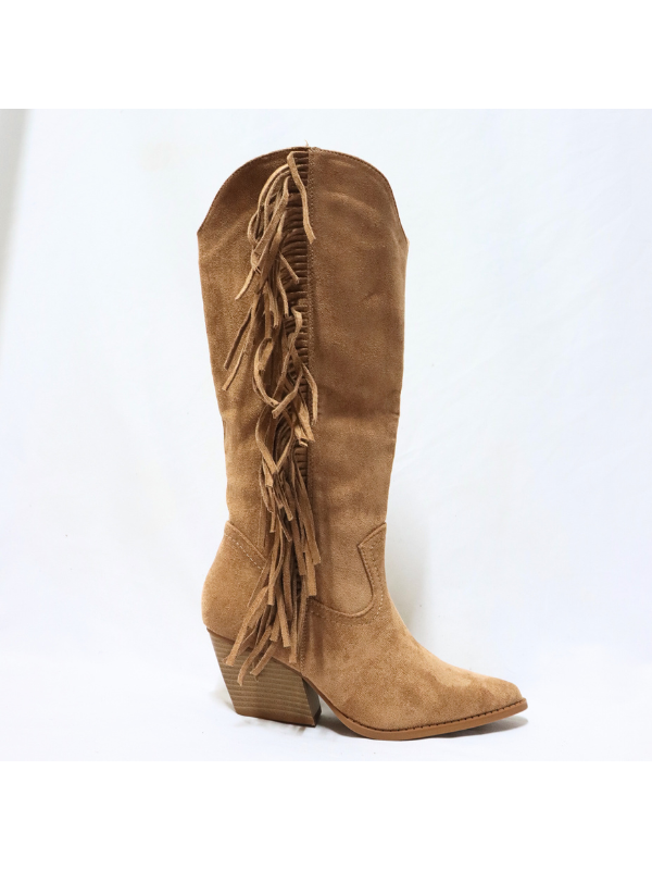 Botas altos con flecos y cremallera -...