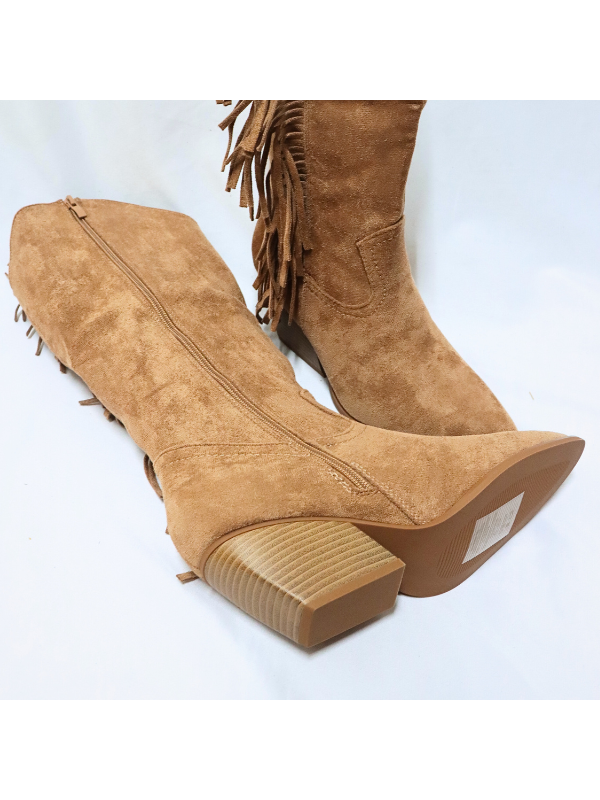 Botas altos con flecos y cremallera -...