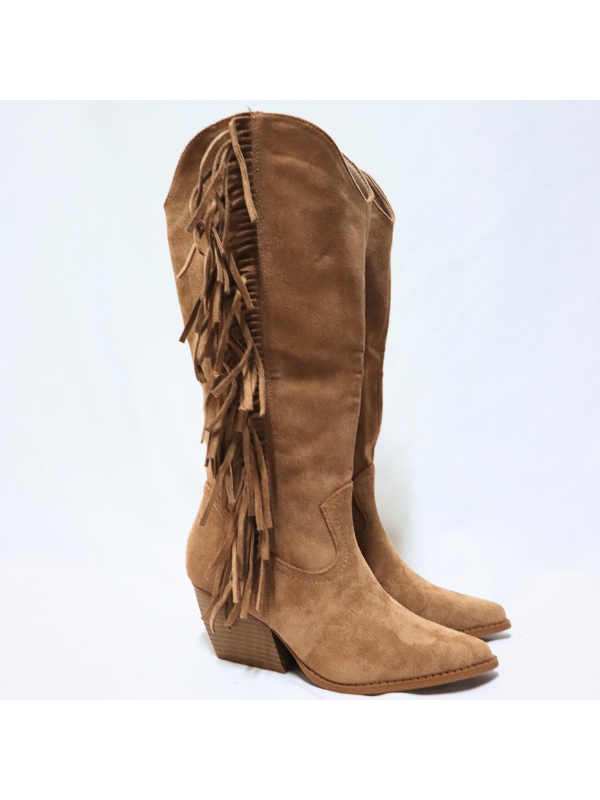 Botas altos con flecos y cremallera -...