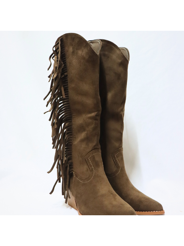 Botas altos con flecos y cremallera -...