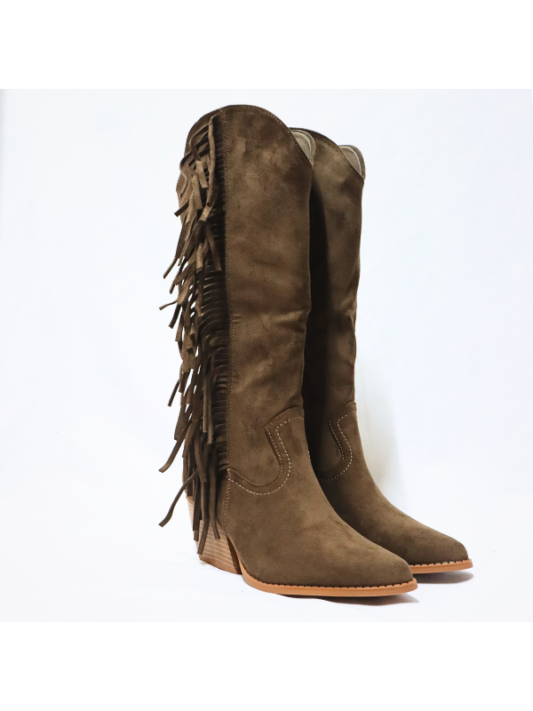 Botas altos con flecos y cremallera -...