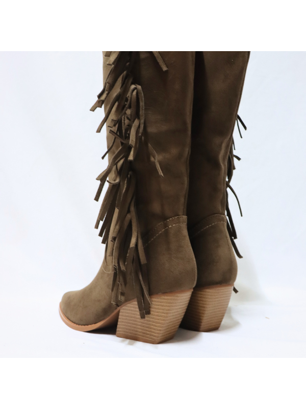 Botas altos con flecos y cremallera -...