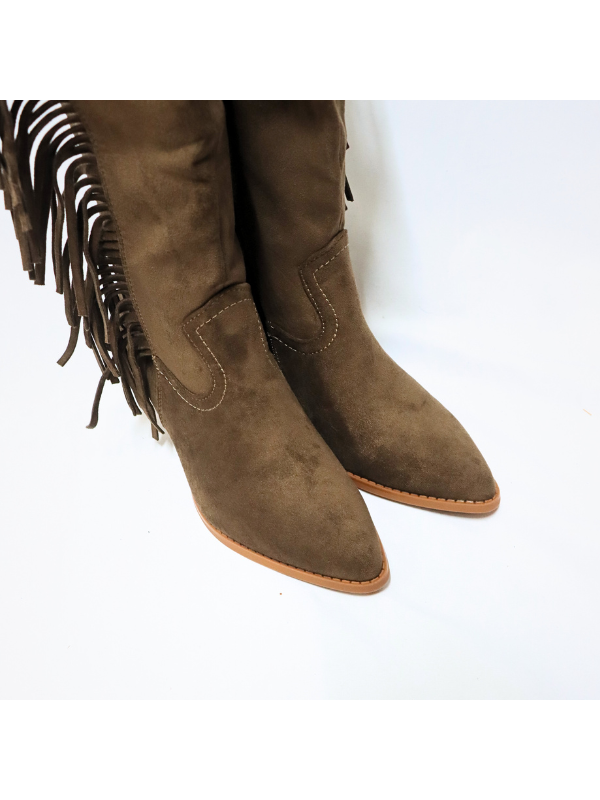 Botas altos con flecos y cremallera -...