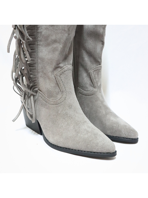 Botas altos con flecos y cremallera -...