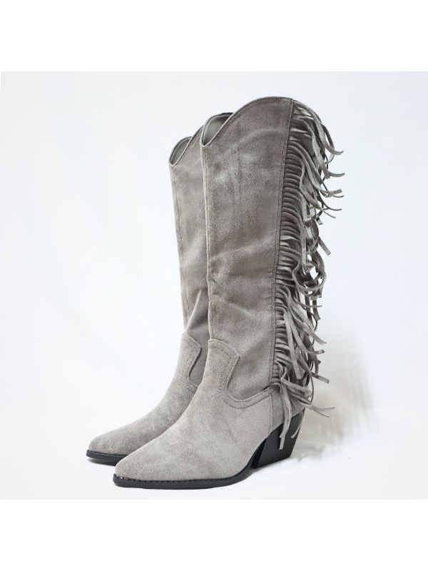 Botas altos con flecos y cremallera -...
