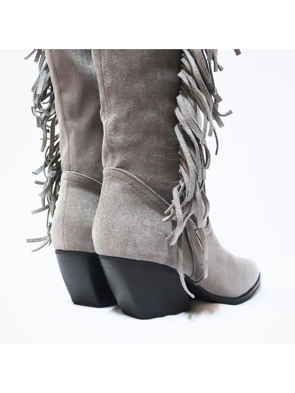 Botas altos con flecos y cremallera -...