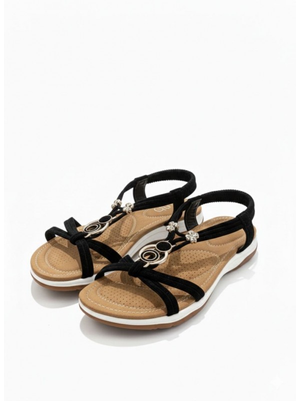 Sandalias planas de moda con adornos,...