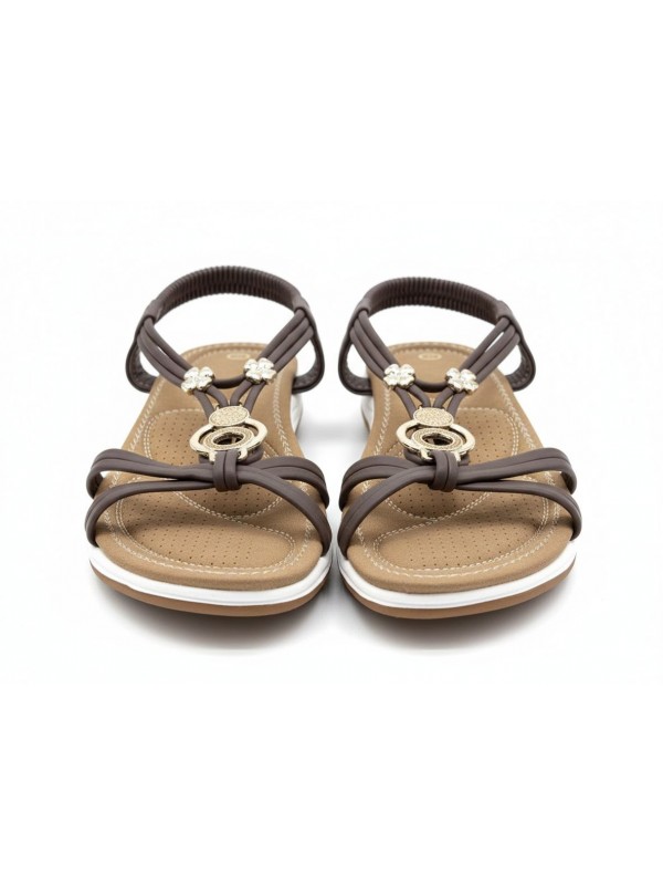 Sandalias planas de moda con adornos,...