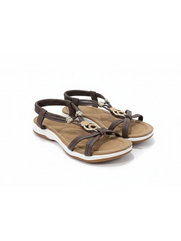 Sandalias planas de moda con adornos,...