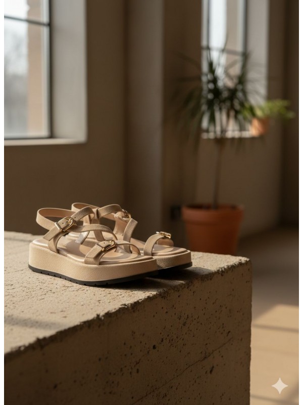 Sandalias planas marrones con correas...