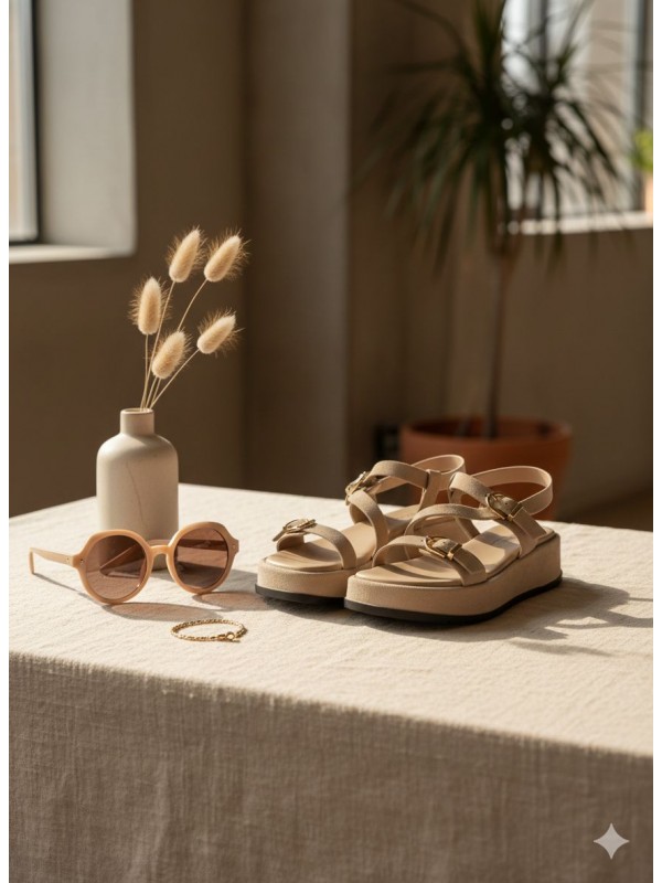 Sandalias planas marrones con correas...