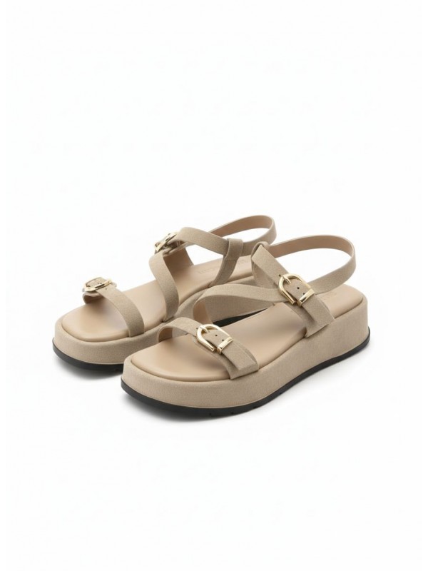 Sandalias planas marrones con correas...