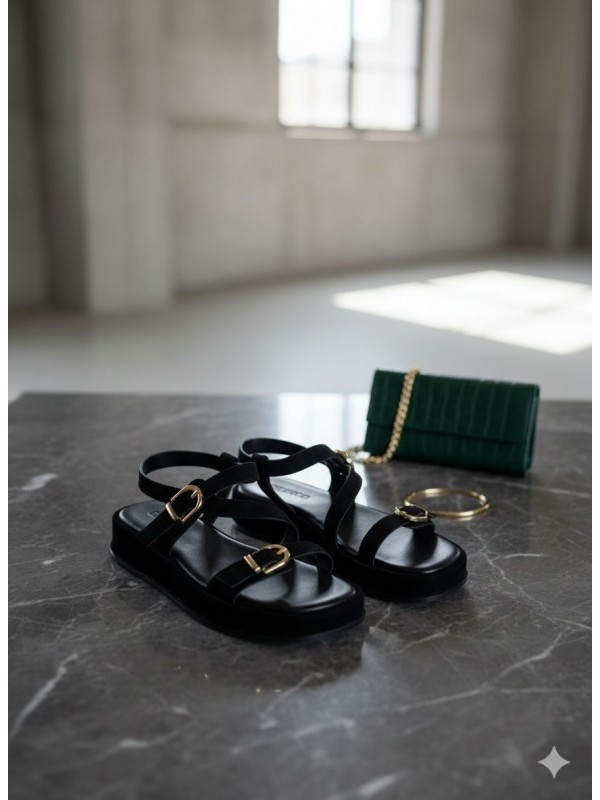 Sandalias planas marrones con correas...