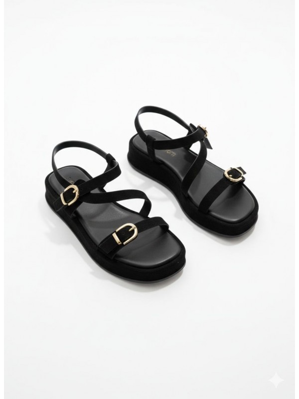 Sandalias planas marrones con correas...