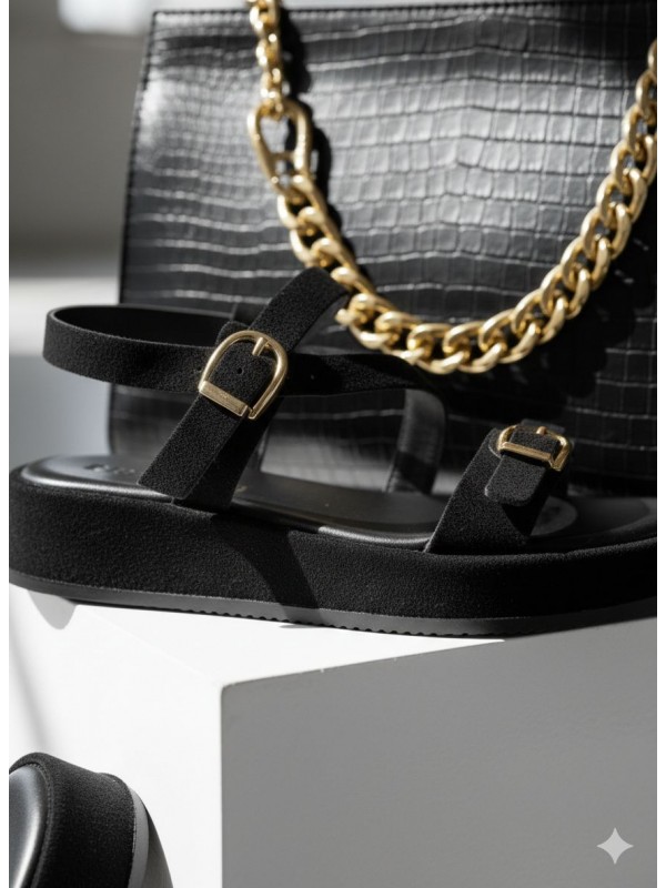 Sandalias planas marrones con correas...