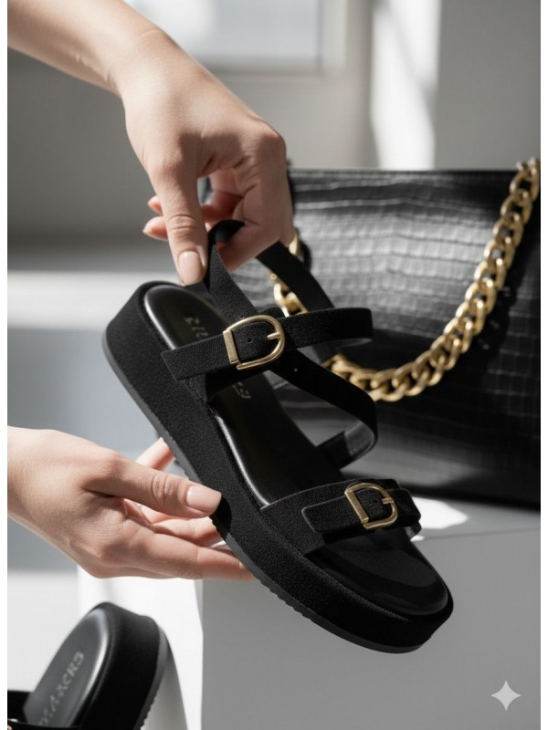 Sandalias planas marrones con correas...