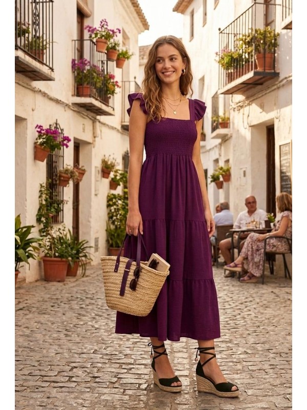 Vestido tobillero, top de tejido...