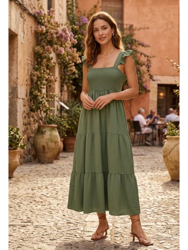 Vestido tobillero, top de tejido...