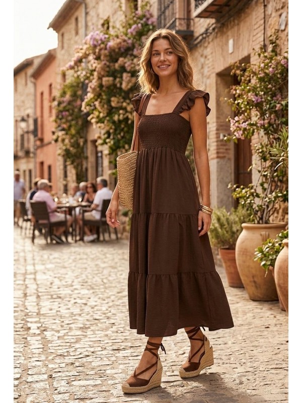 Vestido tobillero, top de tejido...