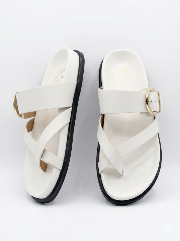 Sandalias planas tipo chancla con...