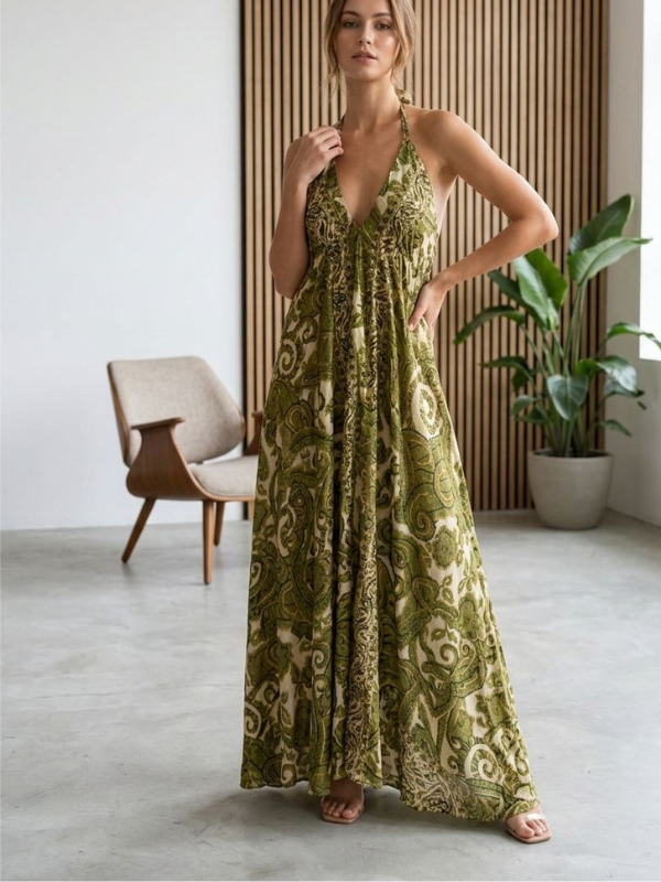 Vestido largo con tirantes y espalda...