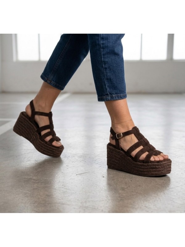 Sandalias con cuña 24-053 - Brown