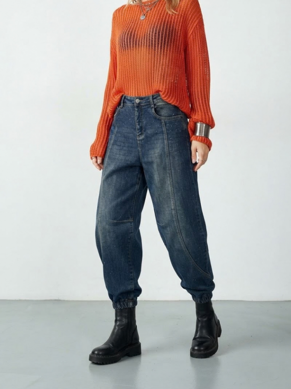 Jeans jogger de tiro alto con...