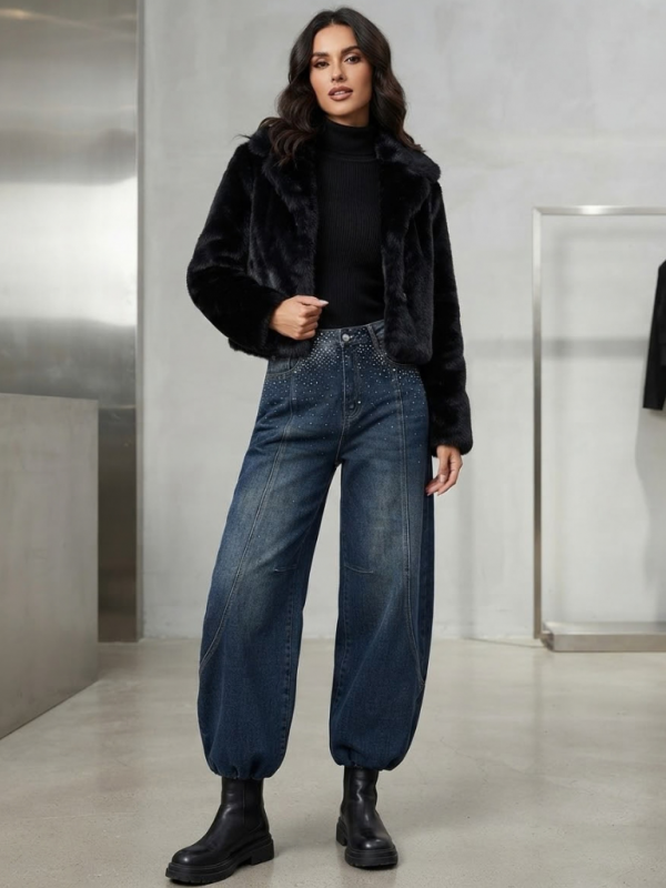 Jeans jogger de tiro alto con...