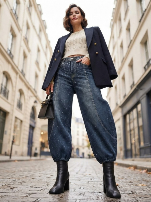 Jeans jogger de tiro alto con...