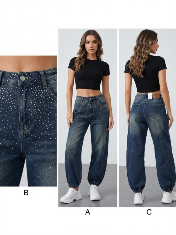 Jeans jogger de tiro alto con...
