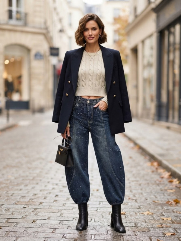 Jeans jogger de tiro alto con...