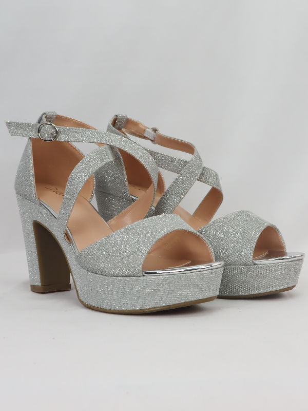 Sandalia de fiesta tejido de brillo...