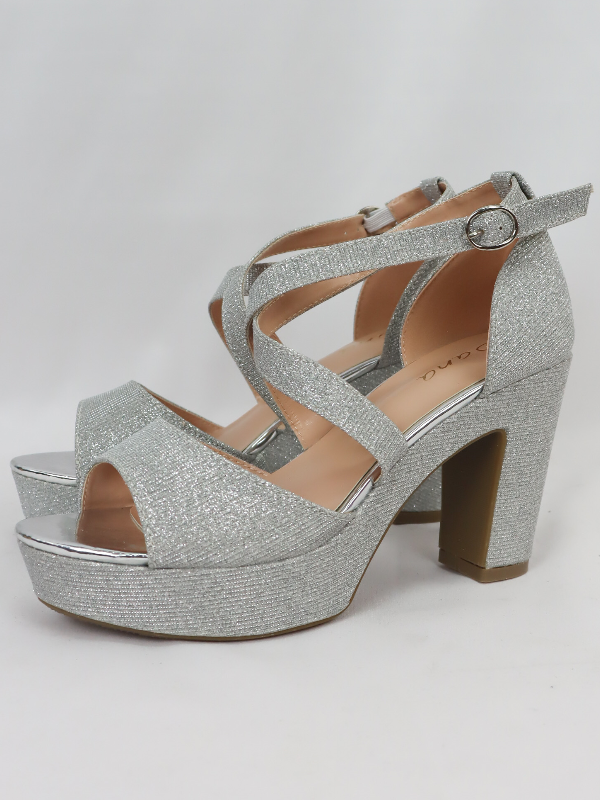 Sandalia de fiesta tejido de brillo...