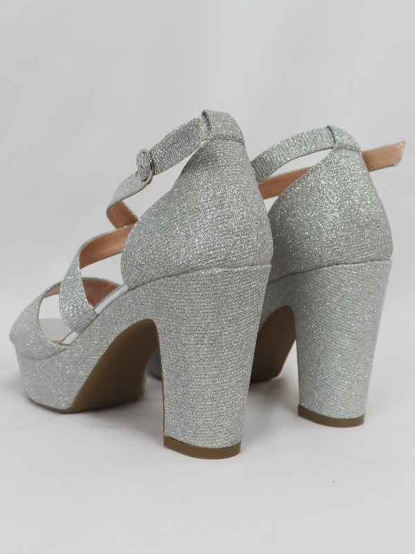 Sandalia de fiesta tejido de brillo...