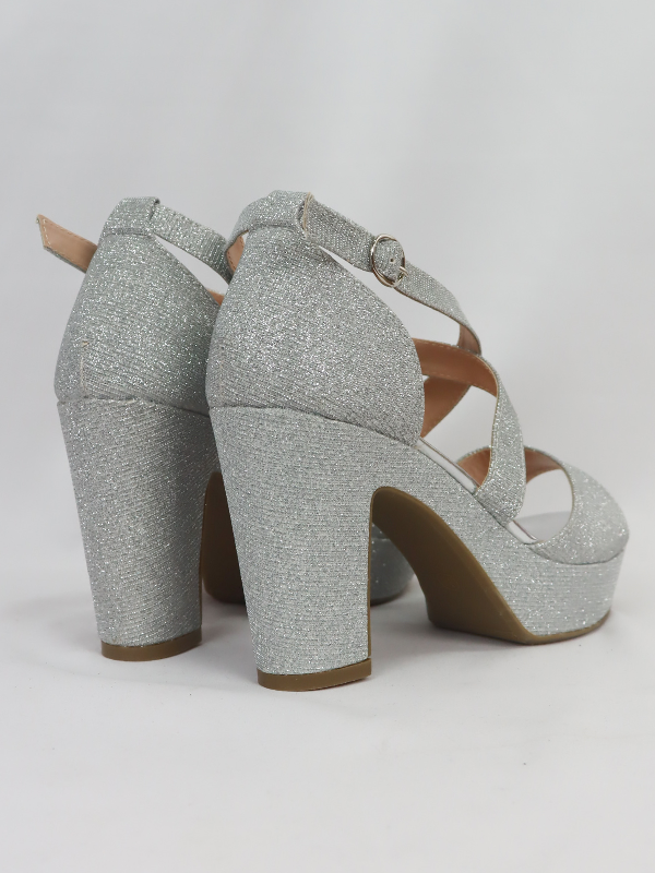 Sandalia de fiesta tejido de brillo...