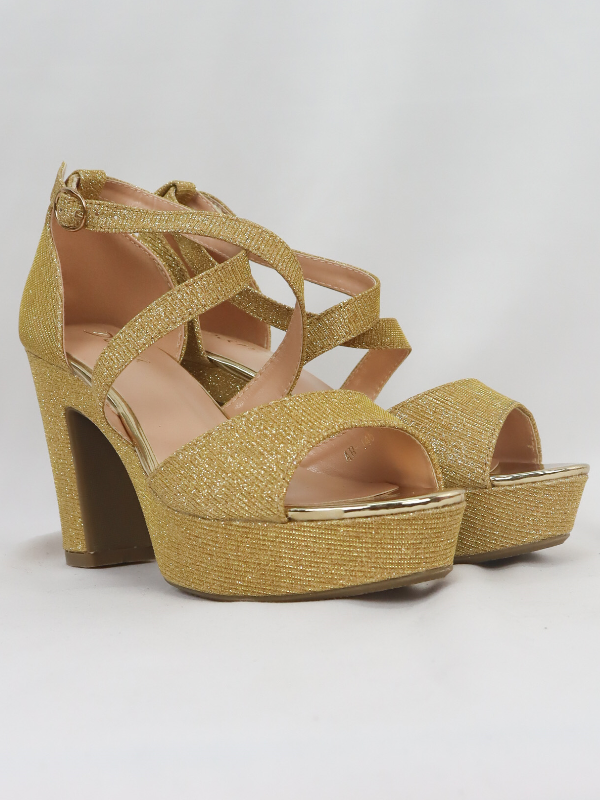 Sandalia de fiesta tejido de brillo...