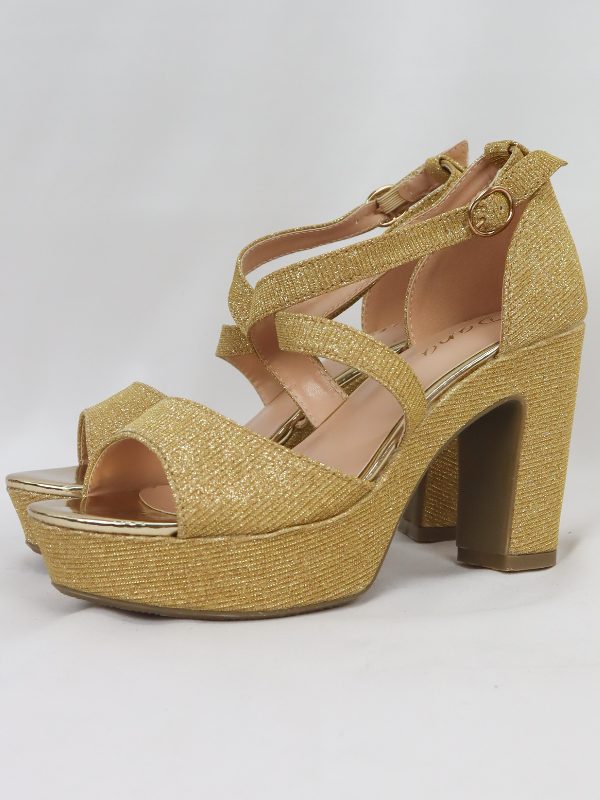 Sandalia de fiesta tejido de brillo...