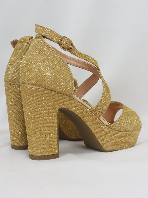Sandalia de fiesta tejido de brillo...