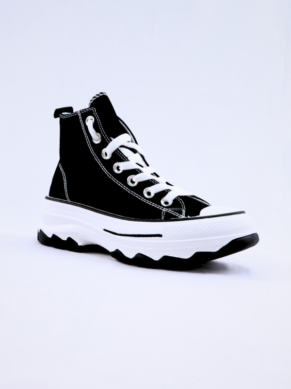 Zapatillas botín lona negras 2