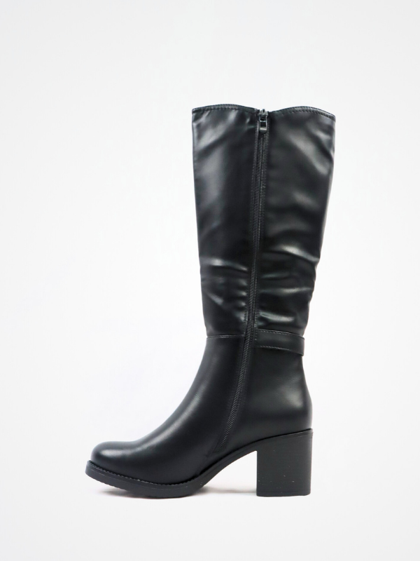 Botas efecto piel lisa con tacón - negro