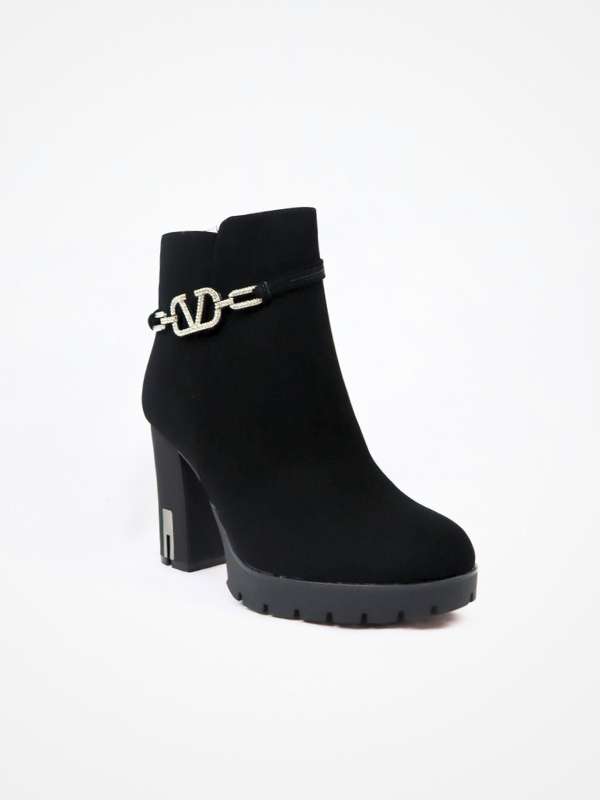 Botines tacon - plataforma - negra