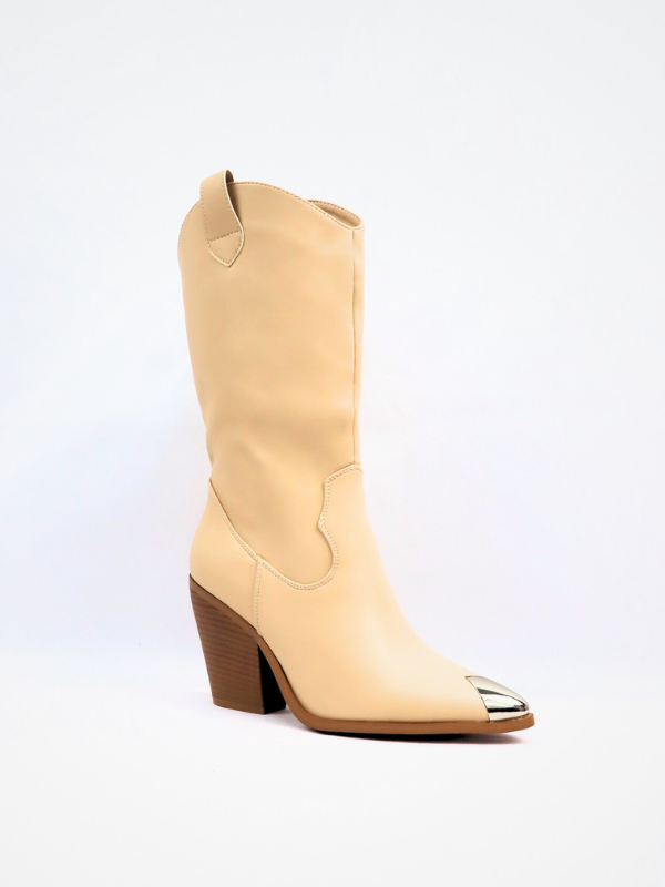 Botas cowboy punta metálica -beige